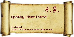 Apáthy Henrietta névjegykártya