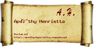 Apáthy Henrietta névjegykártya