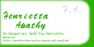 henrietta apathy business card